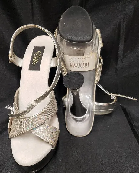 6" Anna -- Women's Platform Sandal -- Silver Glitter