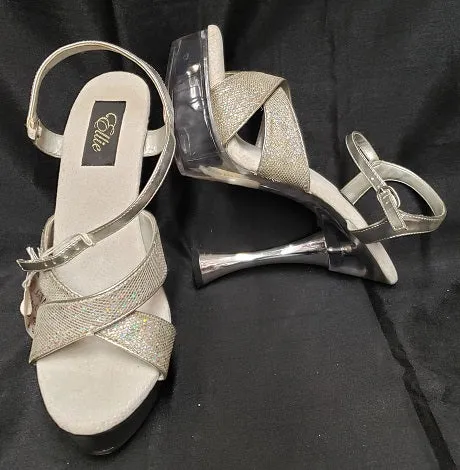 6" Anna -- Women's Platform Sandal -- Silver Glitter