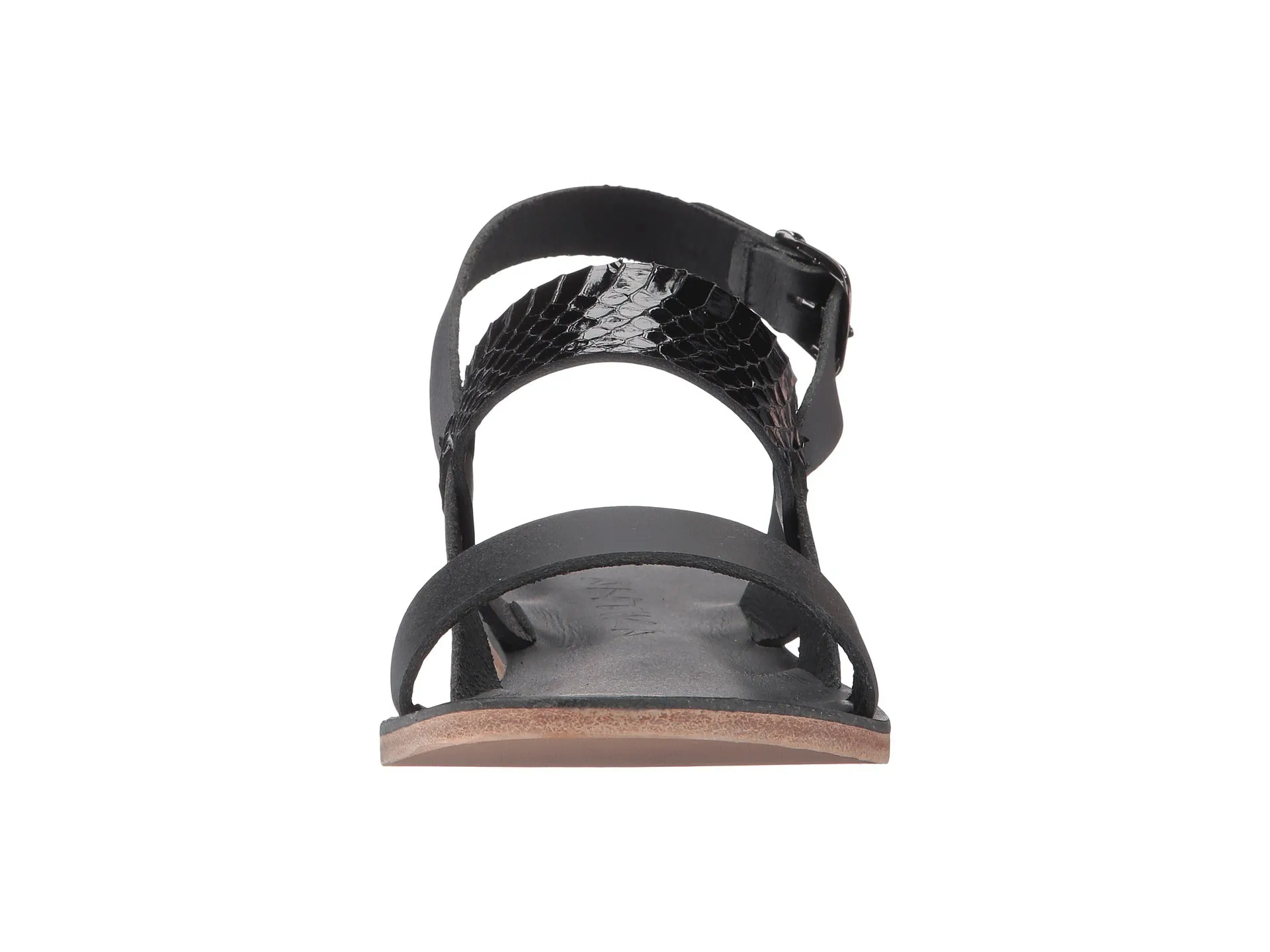 Abbot Kinney Blvd - Leather Snake Skin Sandal | Black