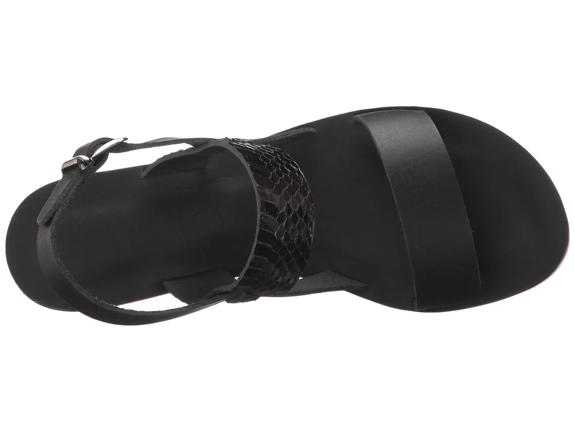 Abbot Kinney Blvd - Leather Snake Skin Sandal | Black
