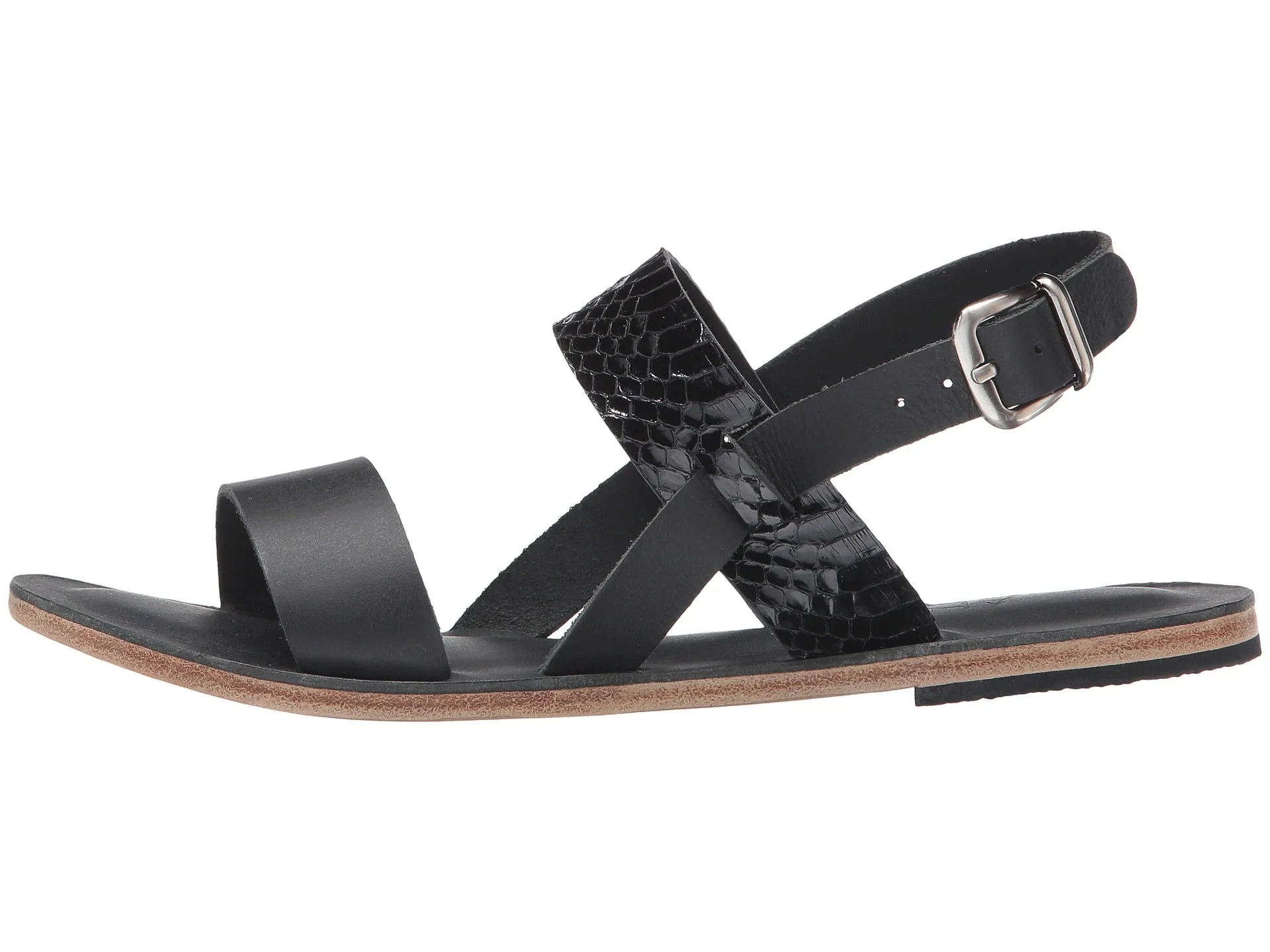 Abbot Kinney Blvd - Leather Snake Skin Sandal | Black