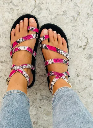 Antigua snakeprint gladiator sandals