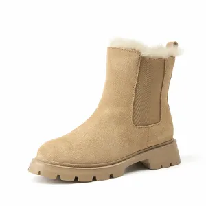 BeauToday Leather Warm Chelsea Boots for Women