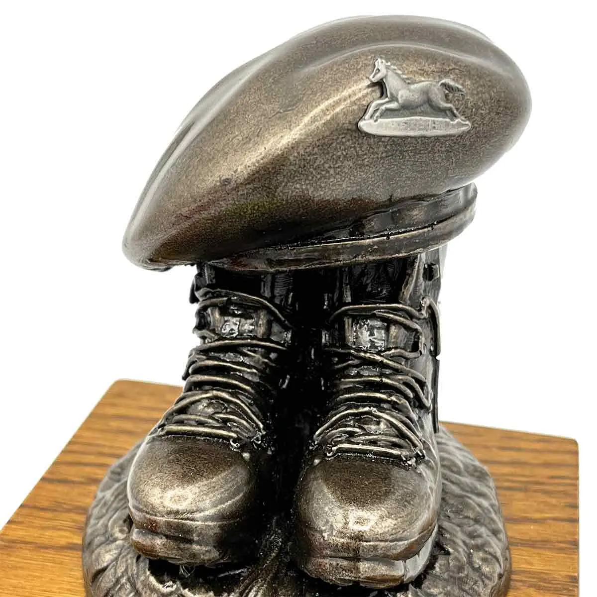 Beret and Boots Bronze Resin Statue on Oak Base - Updated Design