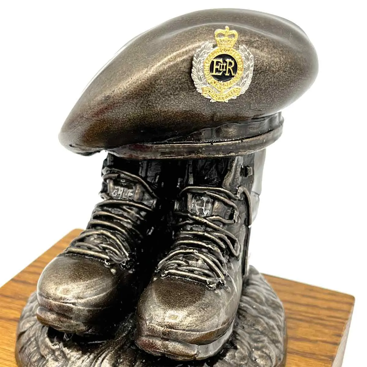 Beret and Boots Bronze Resin Statue on Oak Base - Updated Design