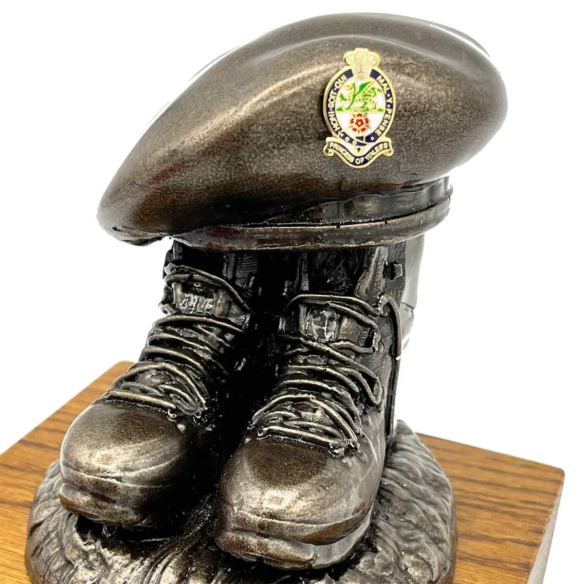 Beret and Boots Bronze Resin Statue on Oak Base - Updated Design