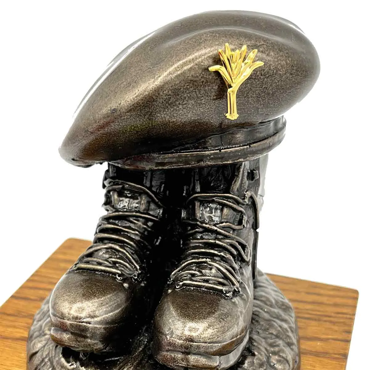 Beret and Boots Bronze Resin Statue on Oak Base - Updated Design