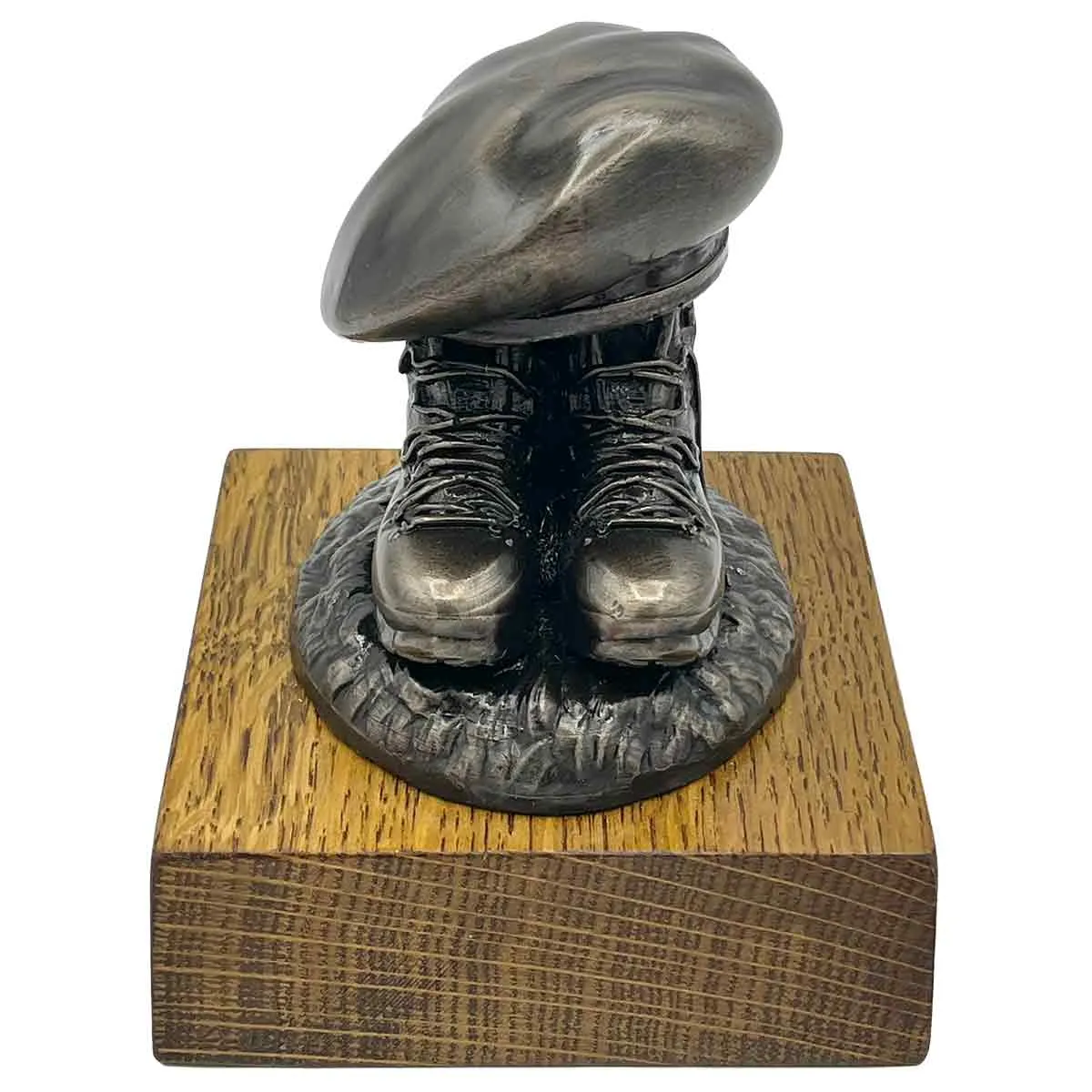 Beret and Boots Bronze Resin Statue on Oak Base - Updated Design