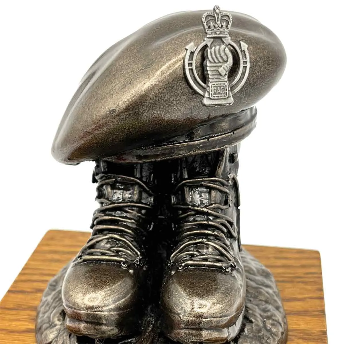 Beret and Boots Bronze Resin Statue on Oak Base - Updated Design