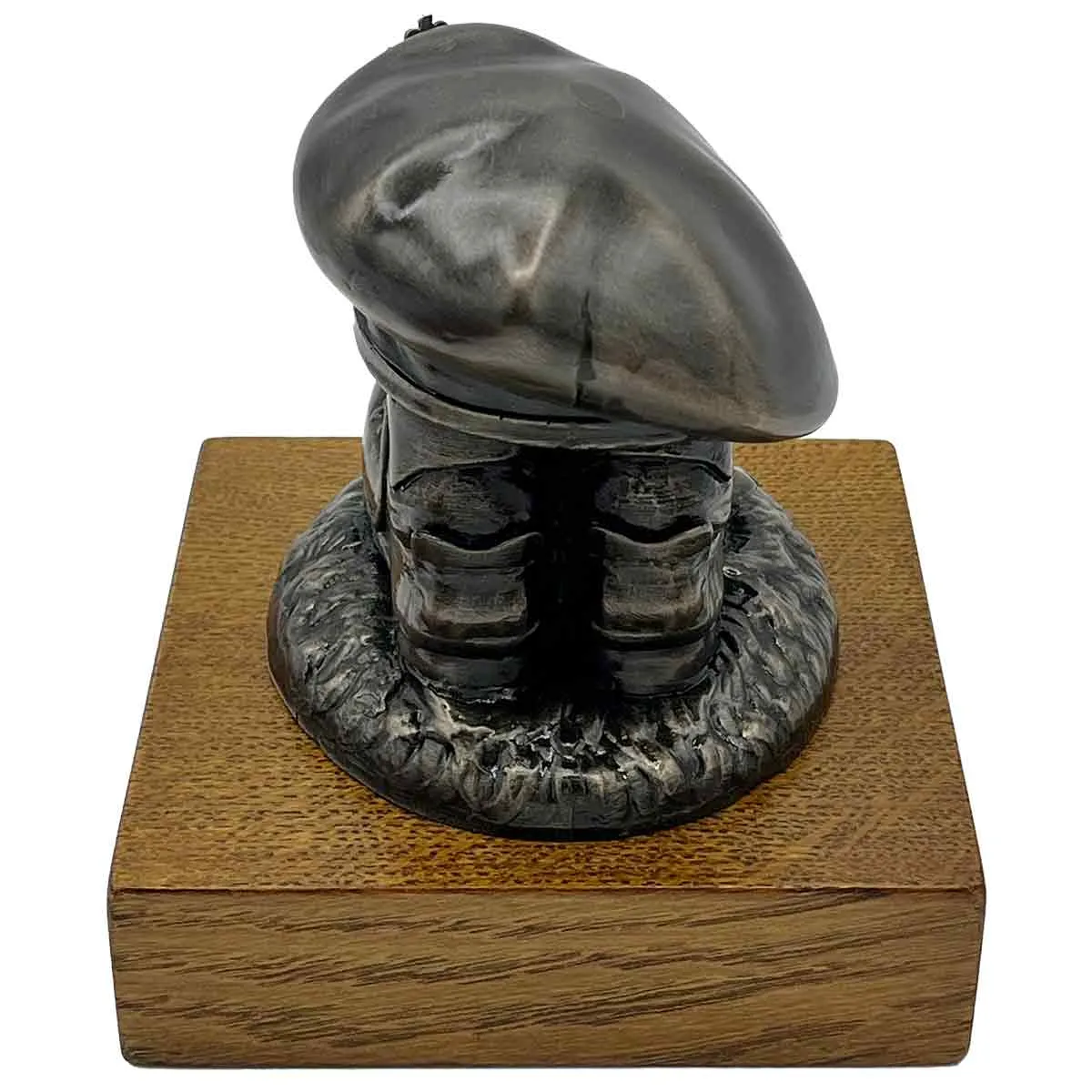 Beret and Boots Bronze Resin Statue on Oak Base - Updated Design