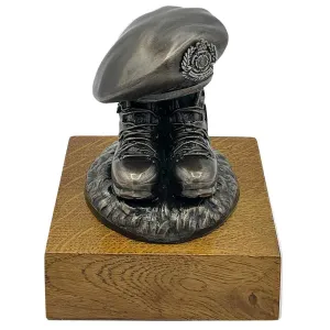 Beret and Boots Bronze Resin Statue on Oak Base - Updated Design