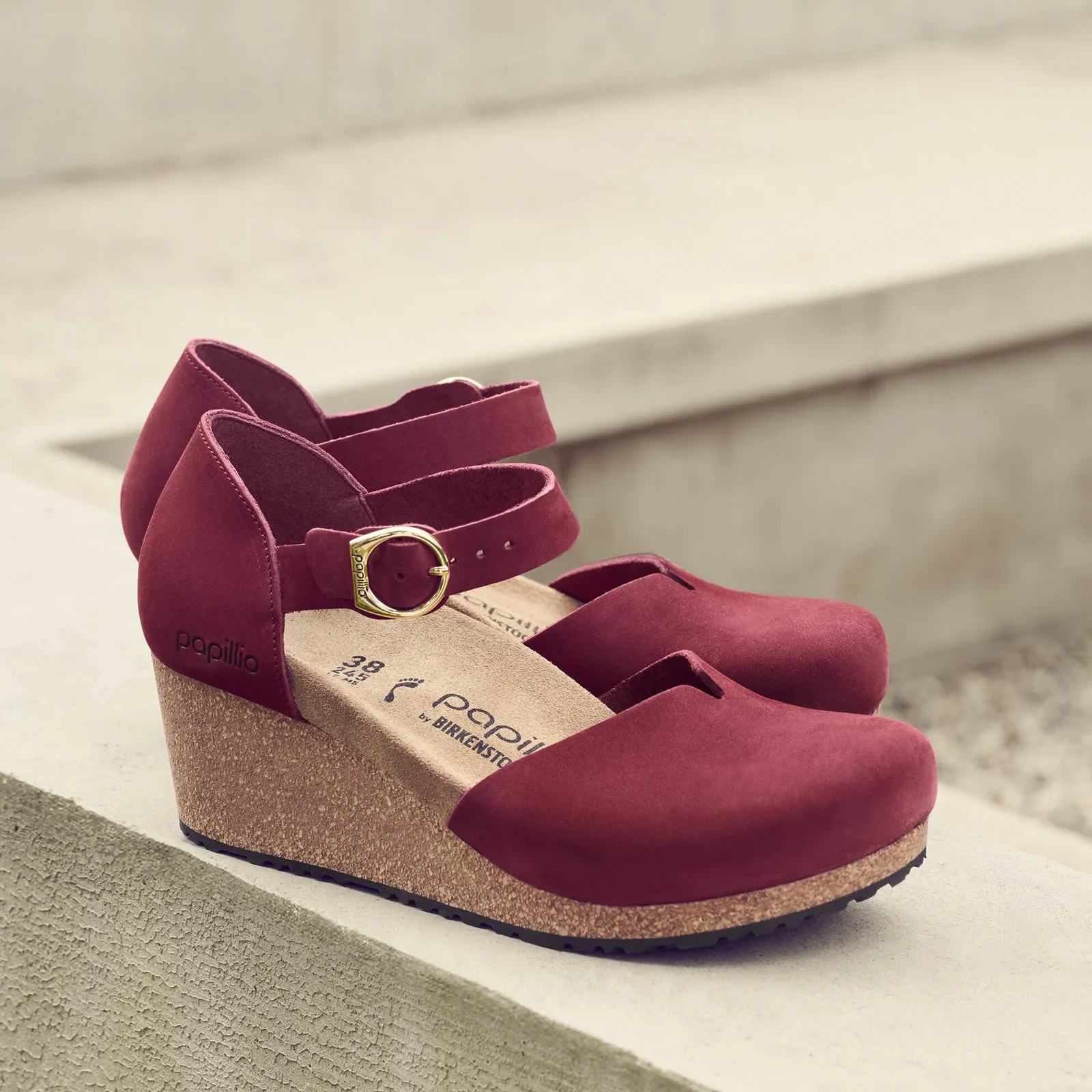 Birkenstock Mary Narrow Wedge Sandal (Women) - Zinfandel Nubuck
