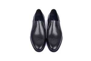 Black Italian Leather Men's Dress Shoes Wing Tip Loafer Buffalo C0435-6401 By Corrente