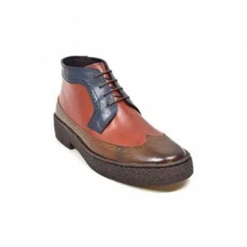British Walkers Playboy Wingtip Men's Three Tone Olive Combo Leather High Top
