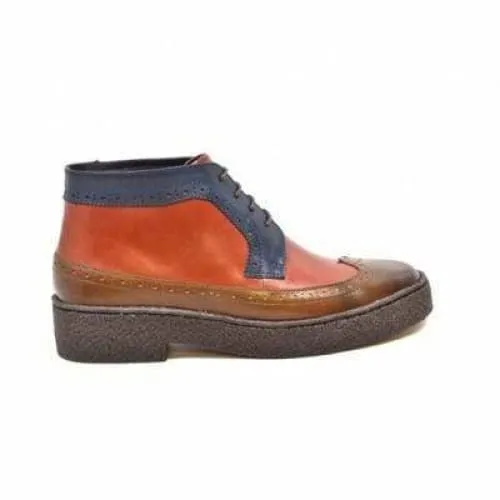 British Walkers Playboy Wingtip Men's Three Tone Olive Combo Leather High Top