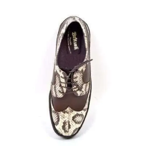 British Walkers Wingtip Low Cut Men's Brown Snake Leather