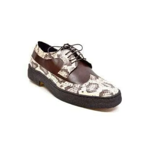 British Walkers Wingtip Low Cut Men's Brown Snake Leather