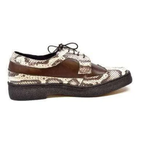 British Walkers Wingtip Low Cut Men's Brown Snake Leather