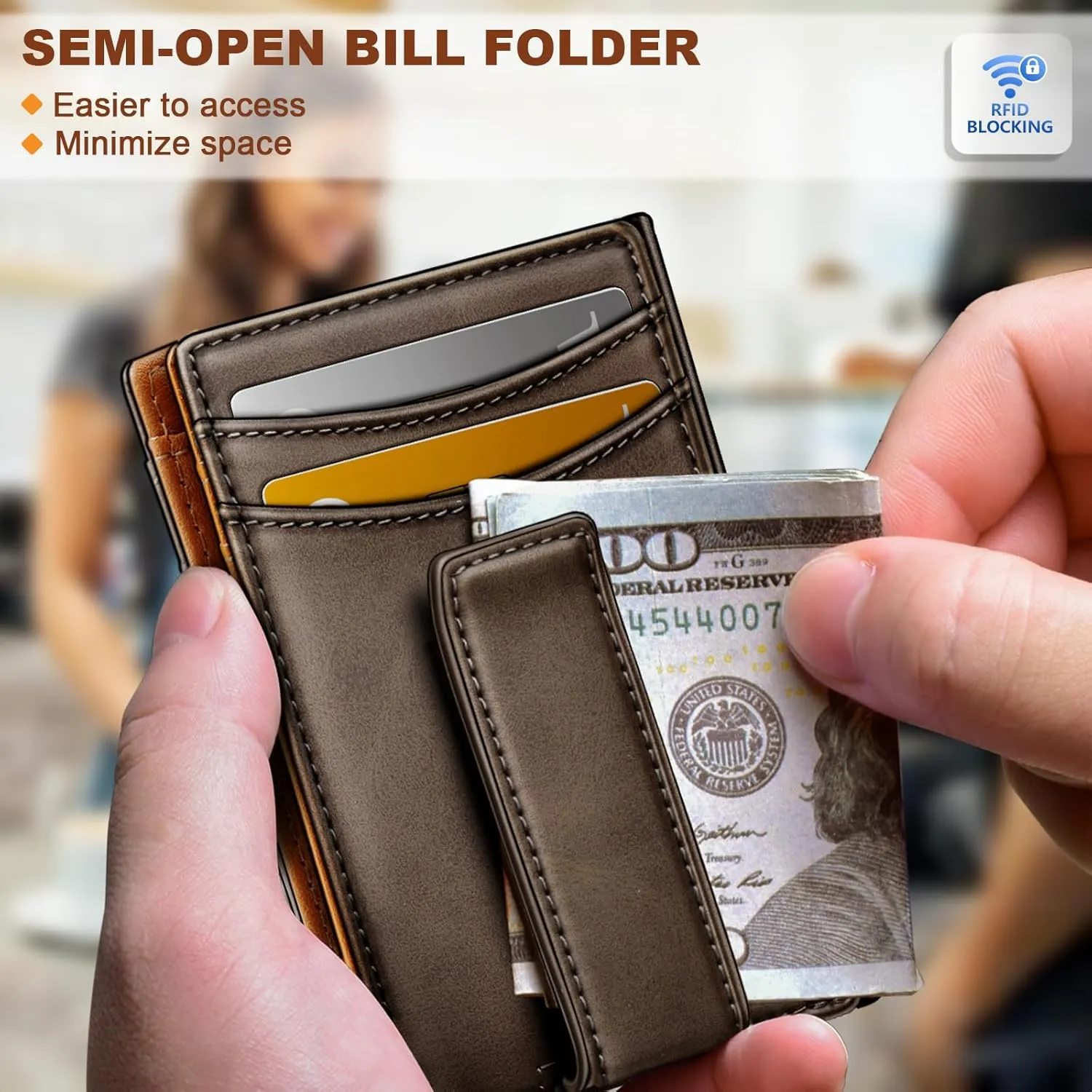 BULLIANT Men Airtag Wallet,Slim Wallet Money Clip Card Holder Magnetic Closure 12 Cards in Front Pocket RFID Blocking