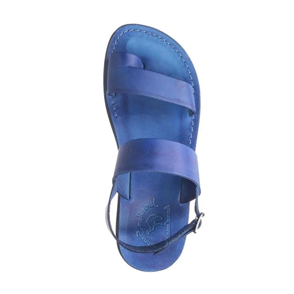 Carmel - Leather Ankle Strap Sandal | Blue