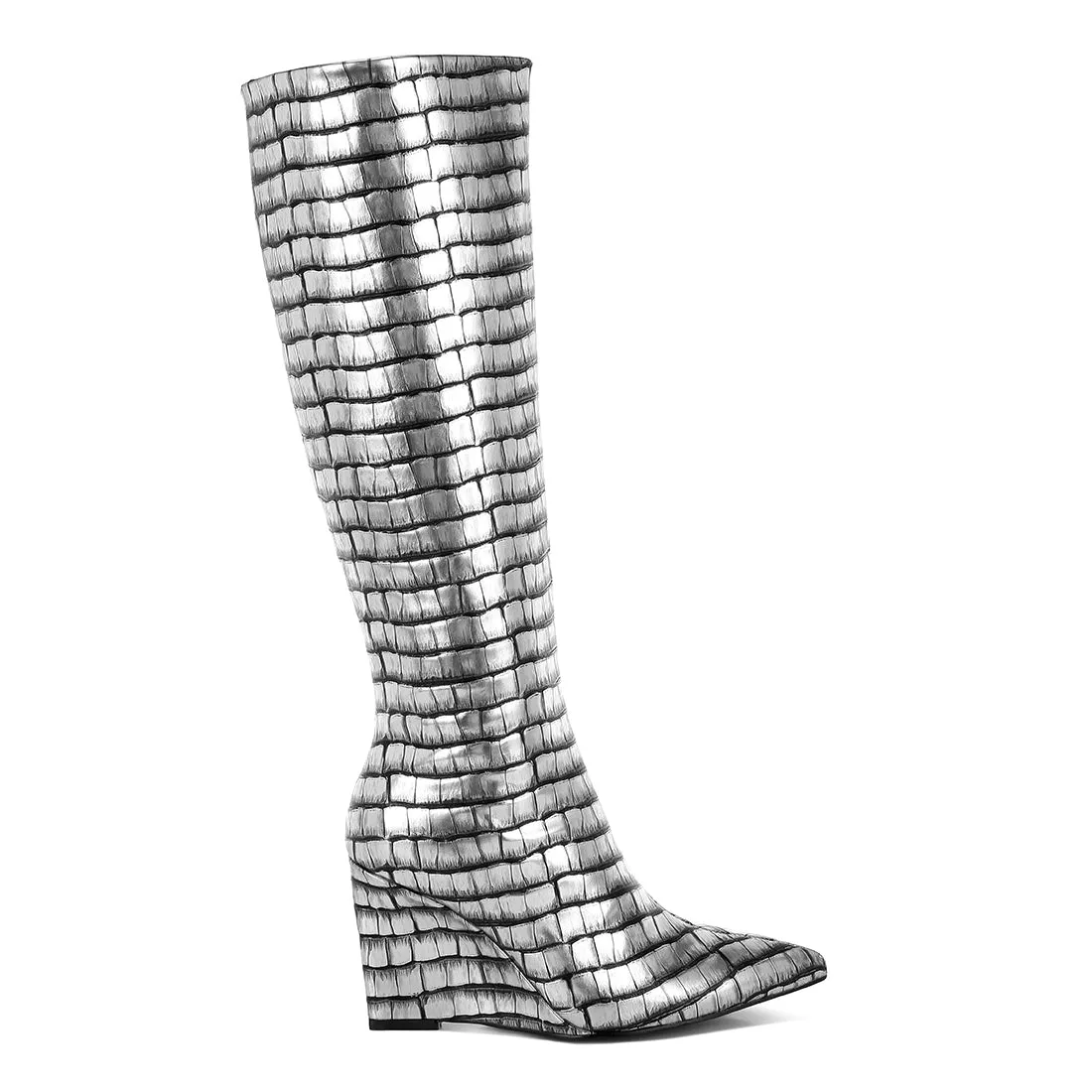Croco Metallic Long Boots