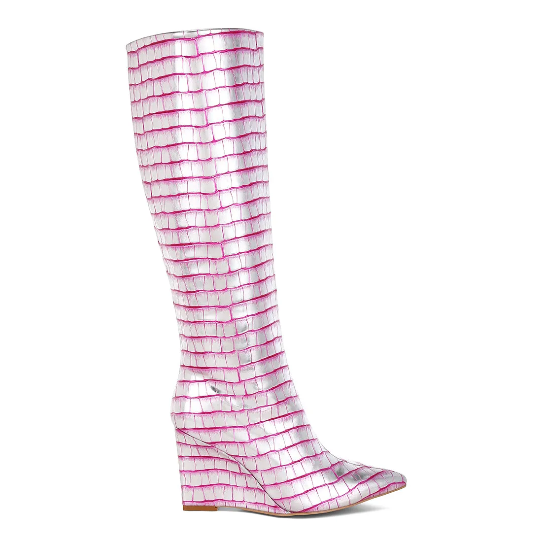 Croco Metallic Long Boots