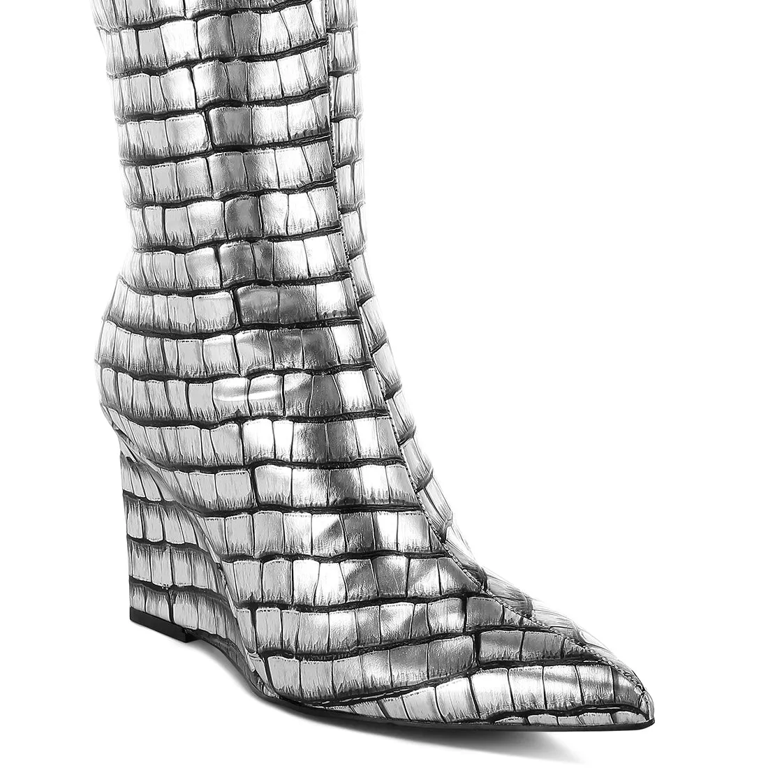 Croco Metallic Long Boots