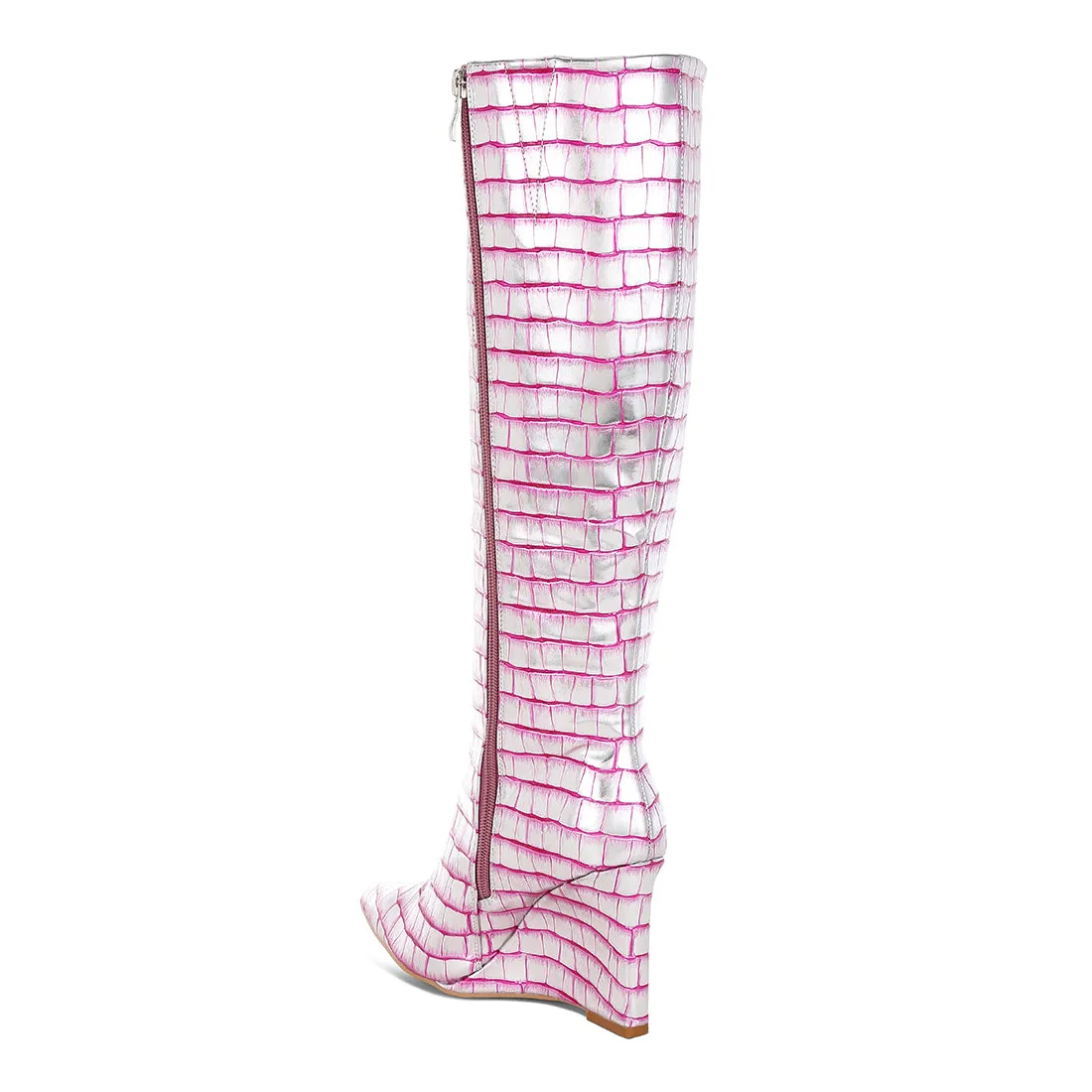 Croco Metallic Long Boots