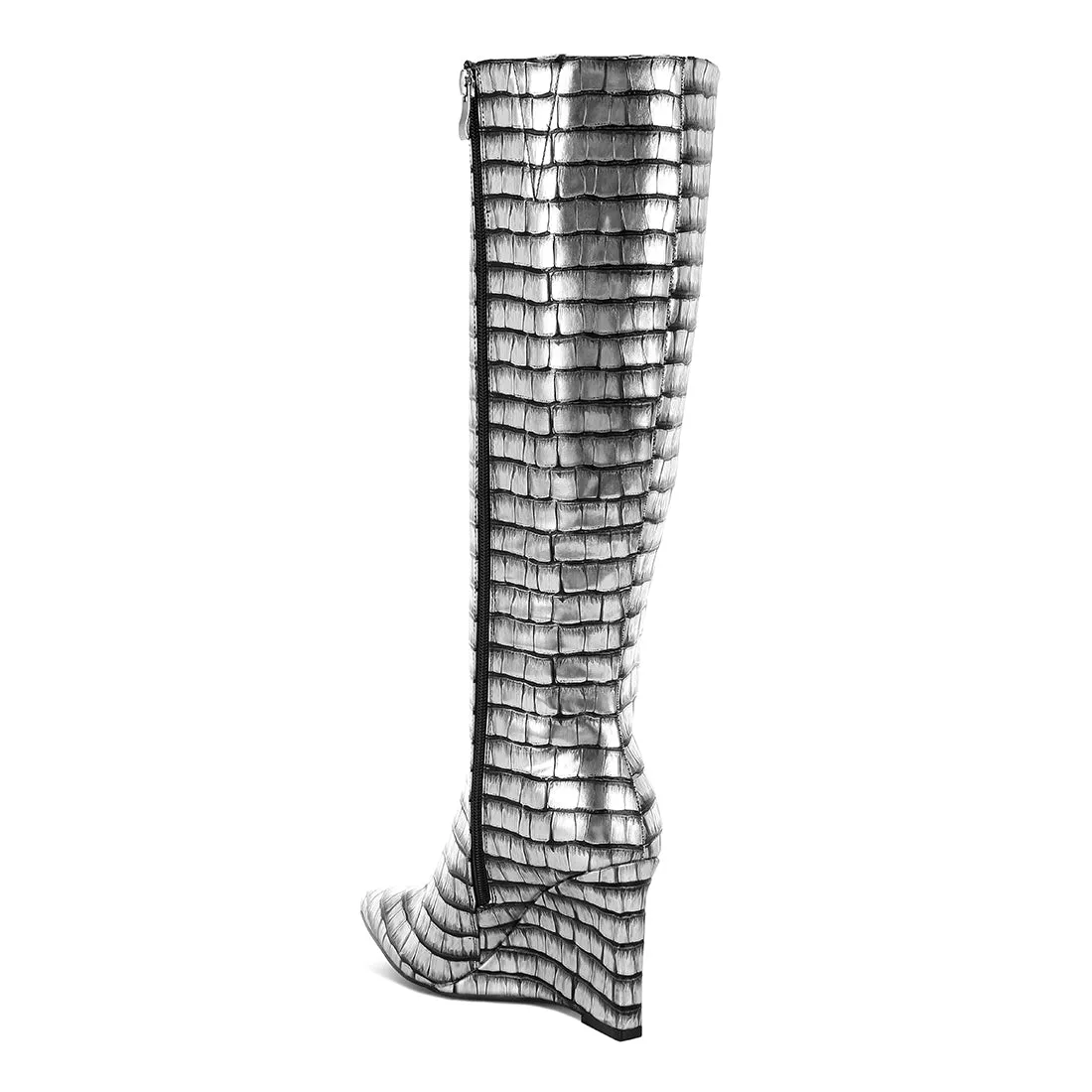 Croco Metallic Long Boots