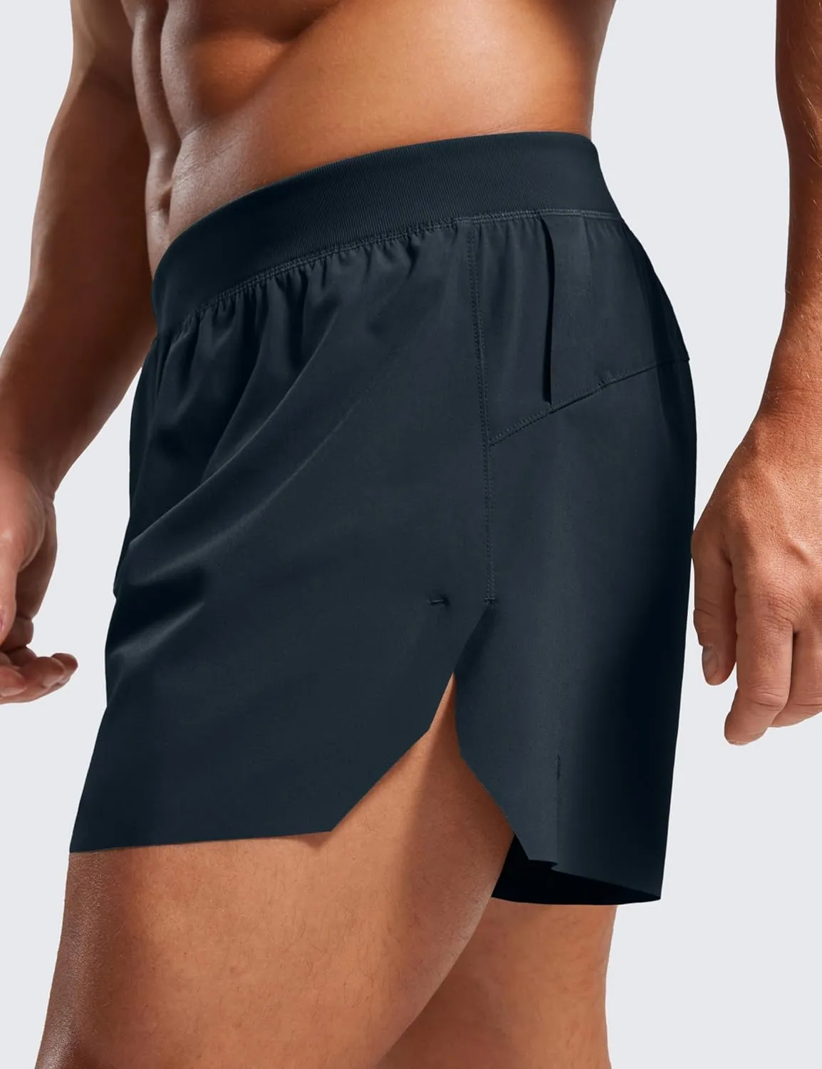 CRZ YOGA Mens Side Split Running Shorts 4'' - Quick Dry for Athletic Gym Workout with Zip Pocket and Brief Liner