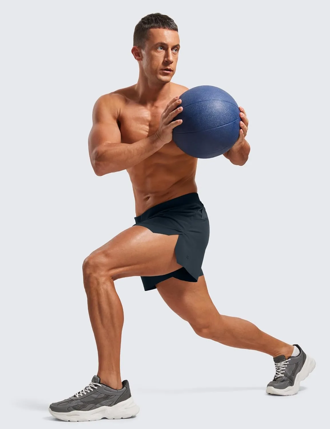 CRZ YOGA Mens Side Split Running Shorts 4'' - Quick Dry for Athletic Gym Workout with Zip Pocket and Brief Liner