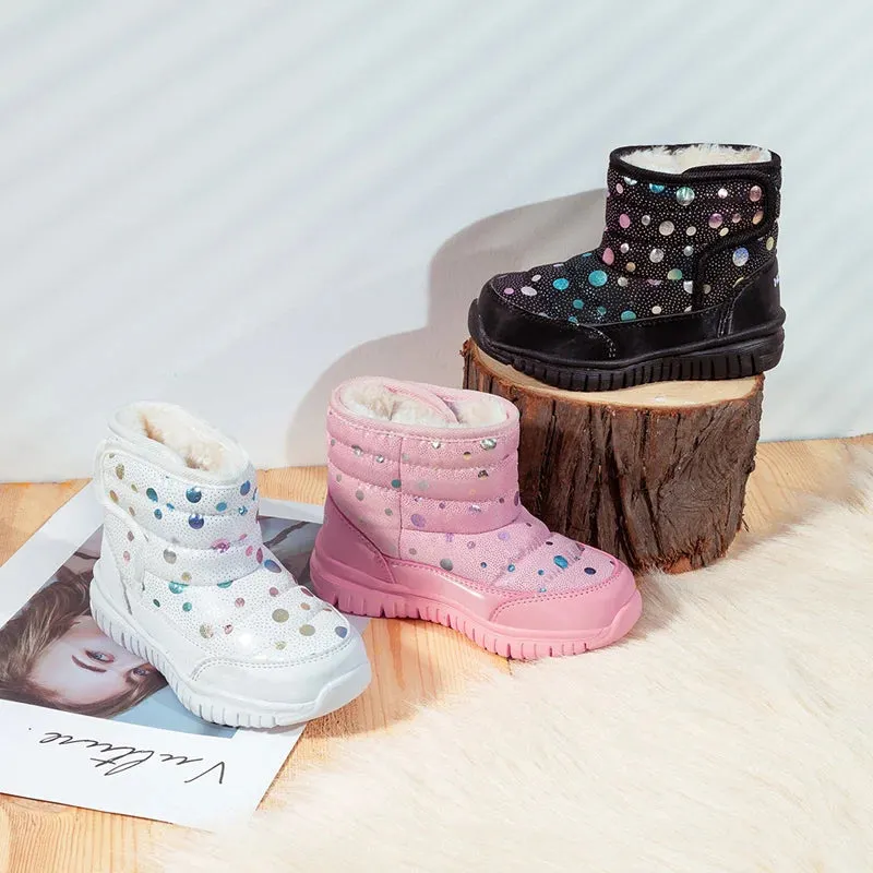 Cute Dots Design Kids Anti-skid Snow Boots