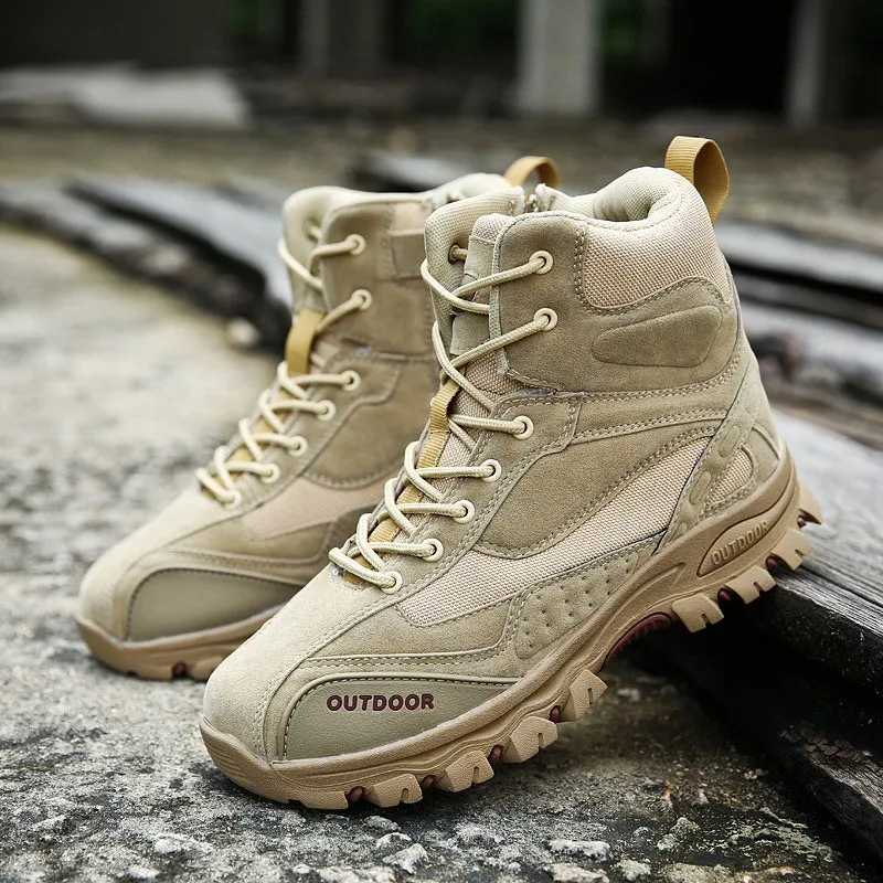 Cuzcare Men Army Winter Boots Leather Trekking Orthopedic Shoes