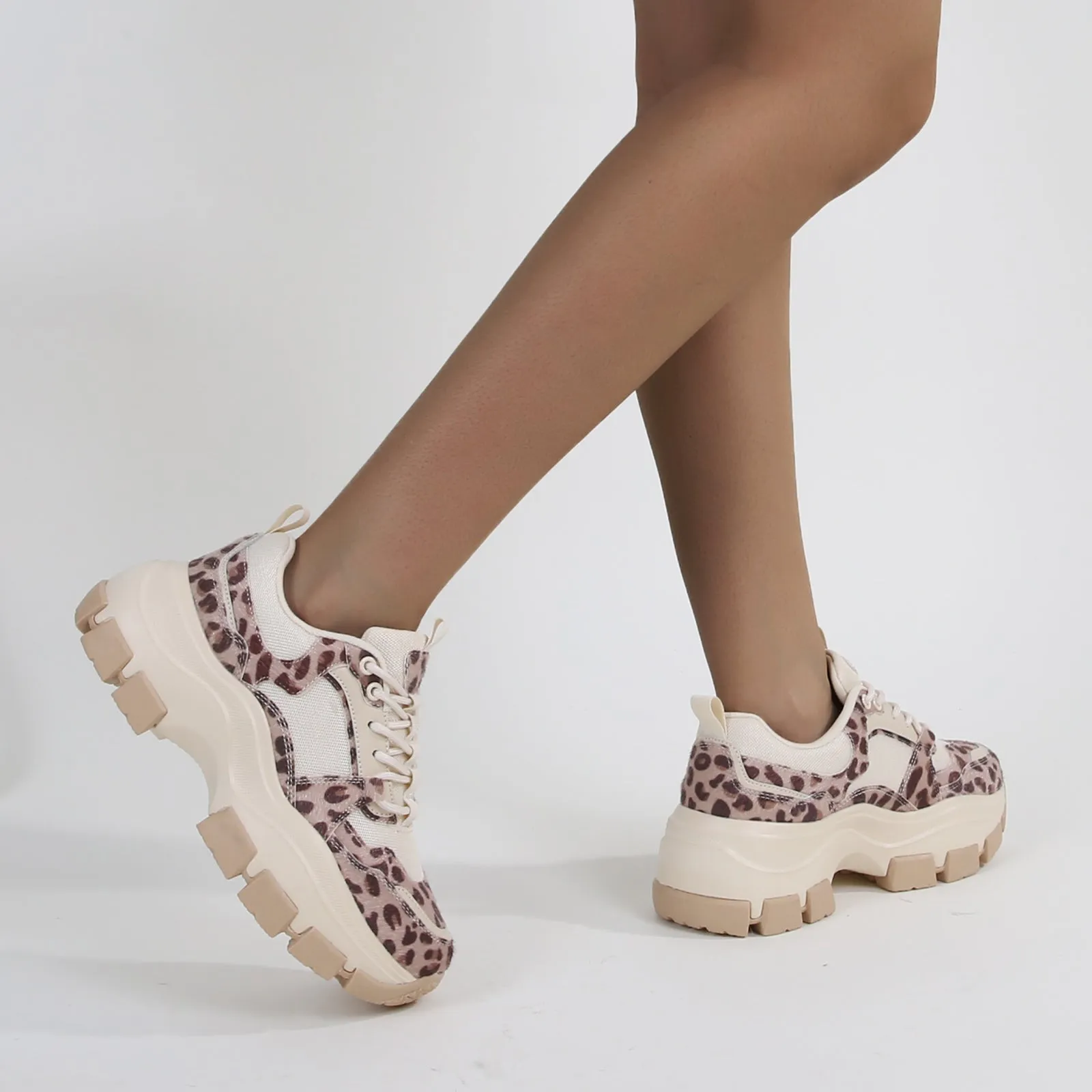 Damian Leopard Chunky Sole Platform Sneaker