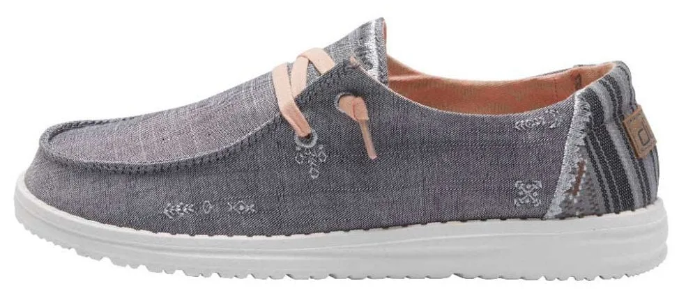 Dude Womens 'Wendy Boho' Canvas Shoes - Grey