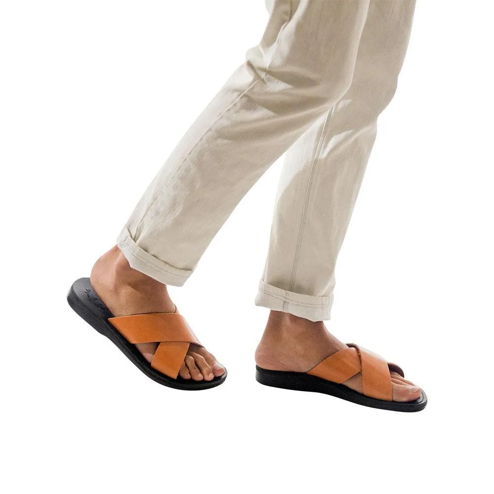 Elan - Leather Slide On Sandal | Black Tan