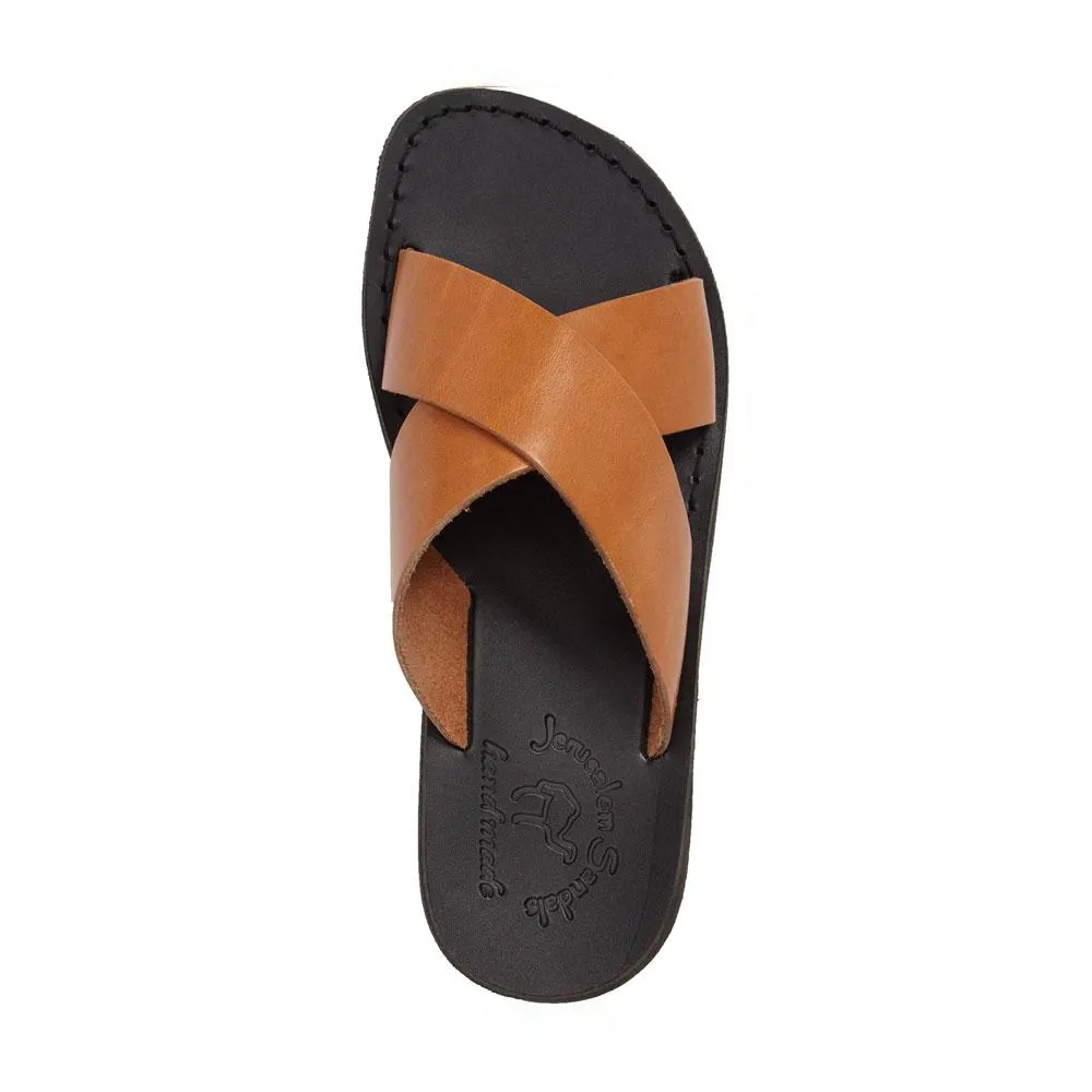 Elan - Leather Slide On Sandal | Black Tan