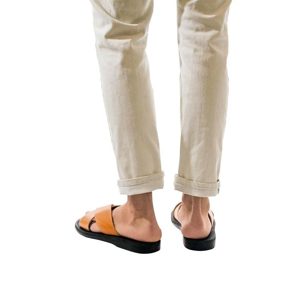 Elan - Leather Slide On Sandal | Black Tan