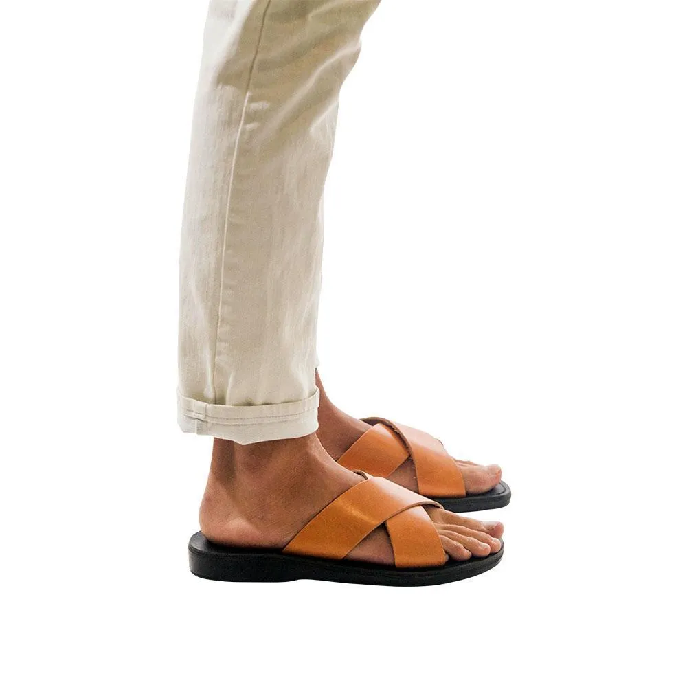 Elan - Leather Slide On Sandal | Black Tan