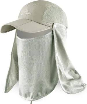 ELLEWIN Outdoor Sun Hat for Men Women UPF 50  Fishing UV Hat with Neck Flap Face Cover for Sun Protection
