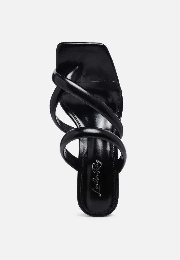 erised clear block heel cross strap sandals