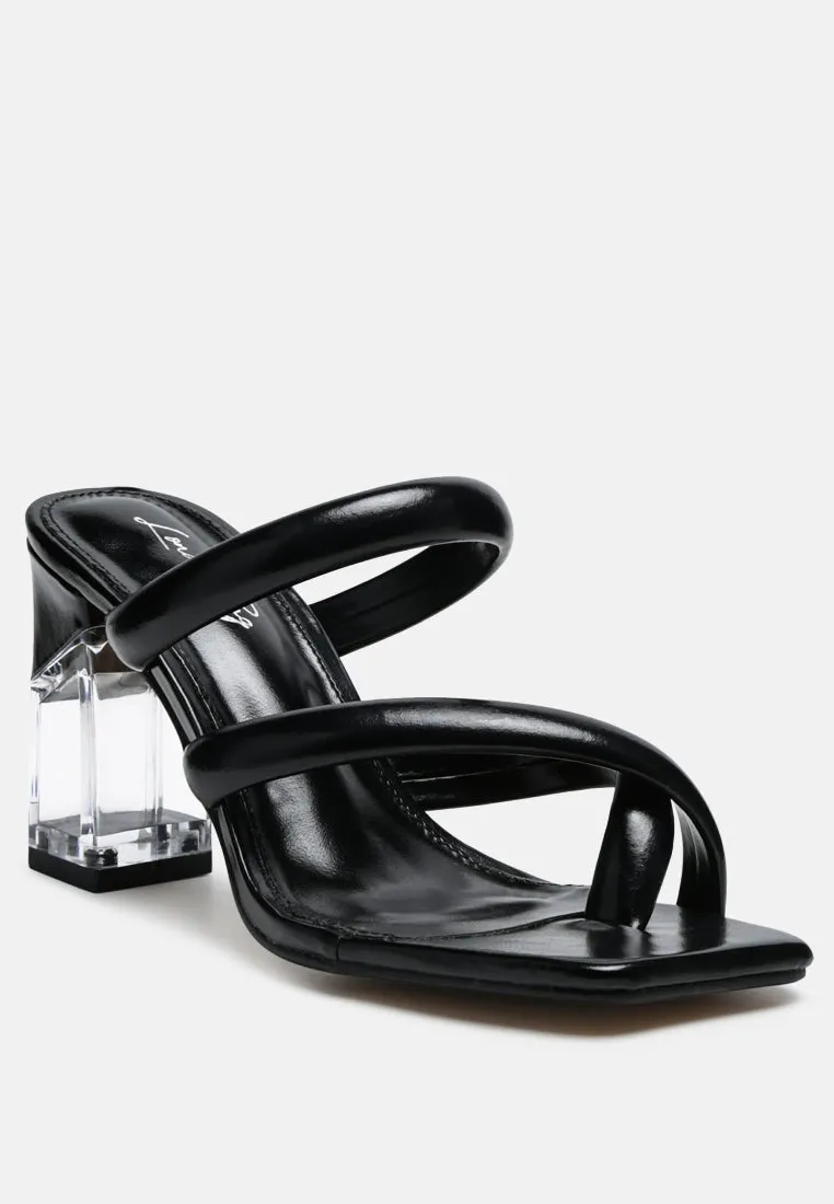 erised clear block heel cross strap sandals