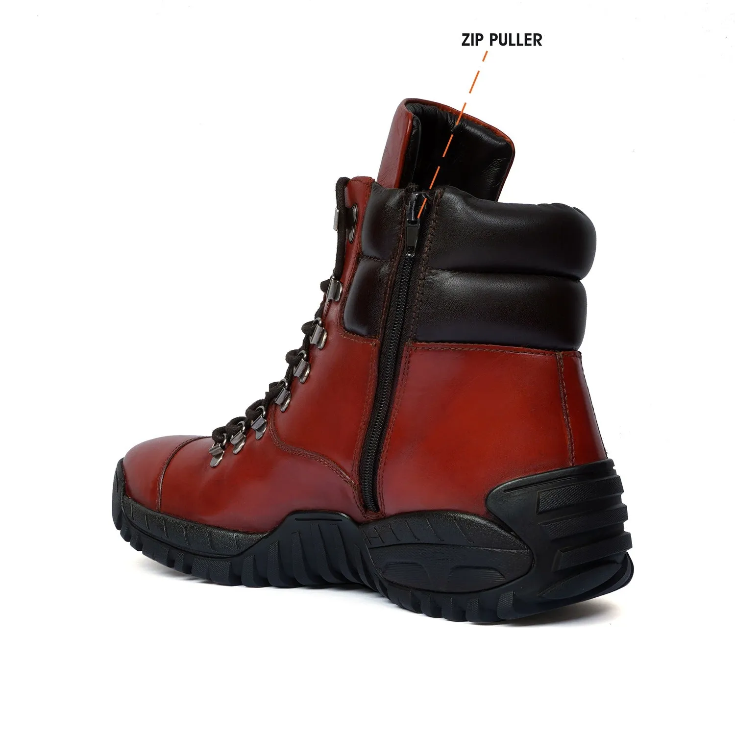High Ankle Military Boot in Cognac Leather