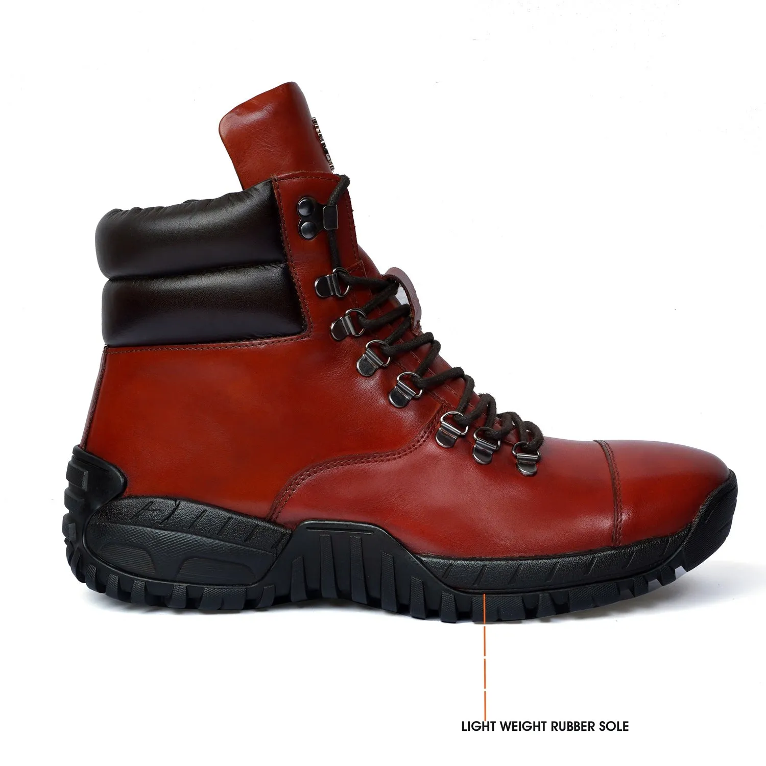 High Ankle Military Boot in Cognac Leather