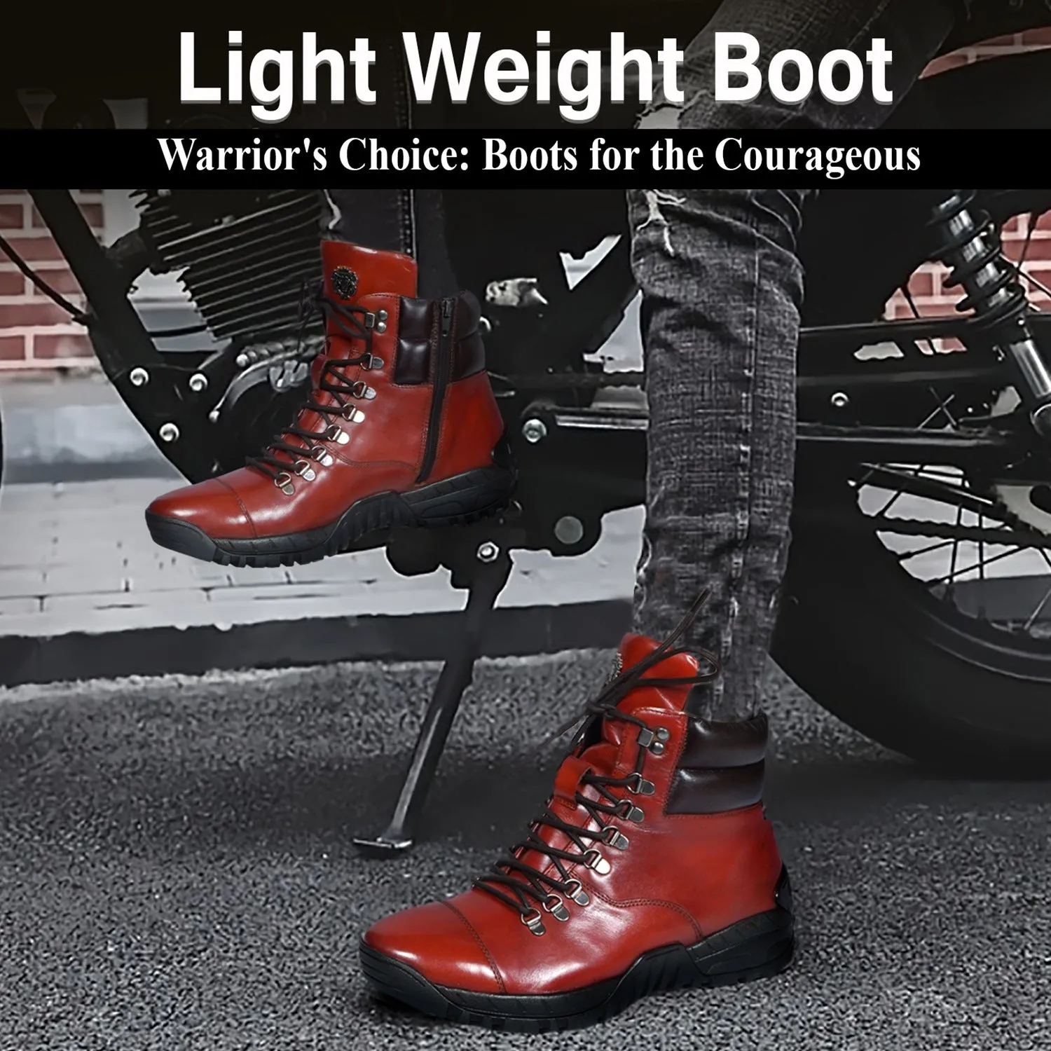 High Ankle Military Boot in Cognac Leather