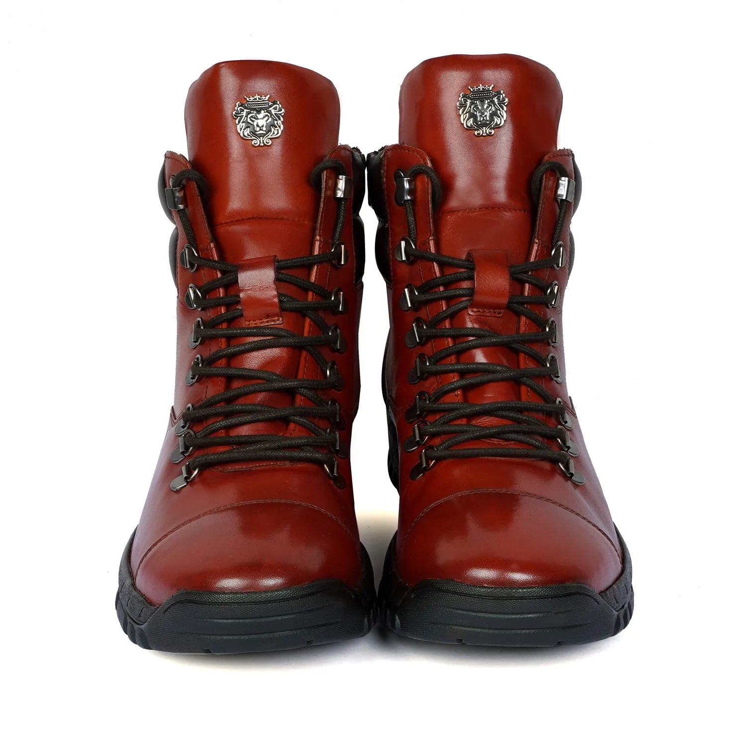High Ankle Military Boot in Cognac Leather