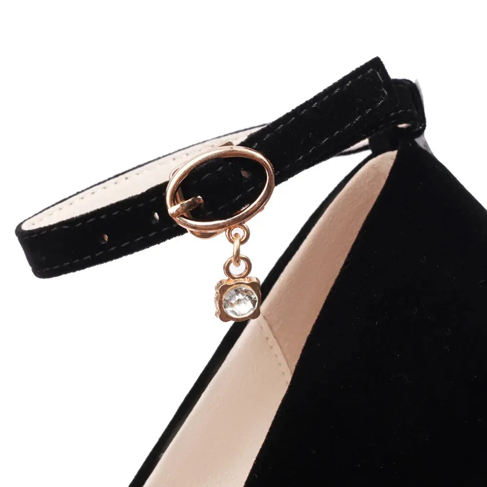 Mary Jane Velvet Wedge Heel Pump