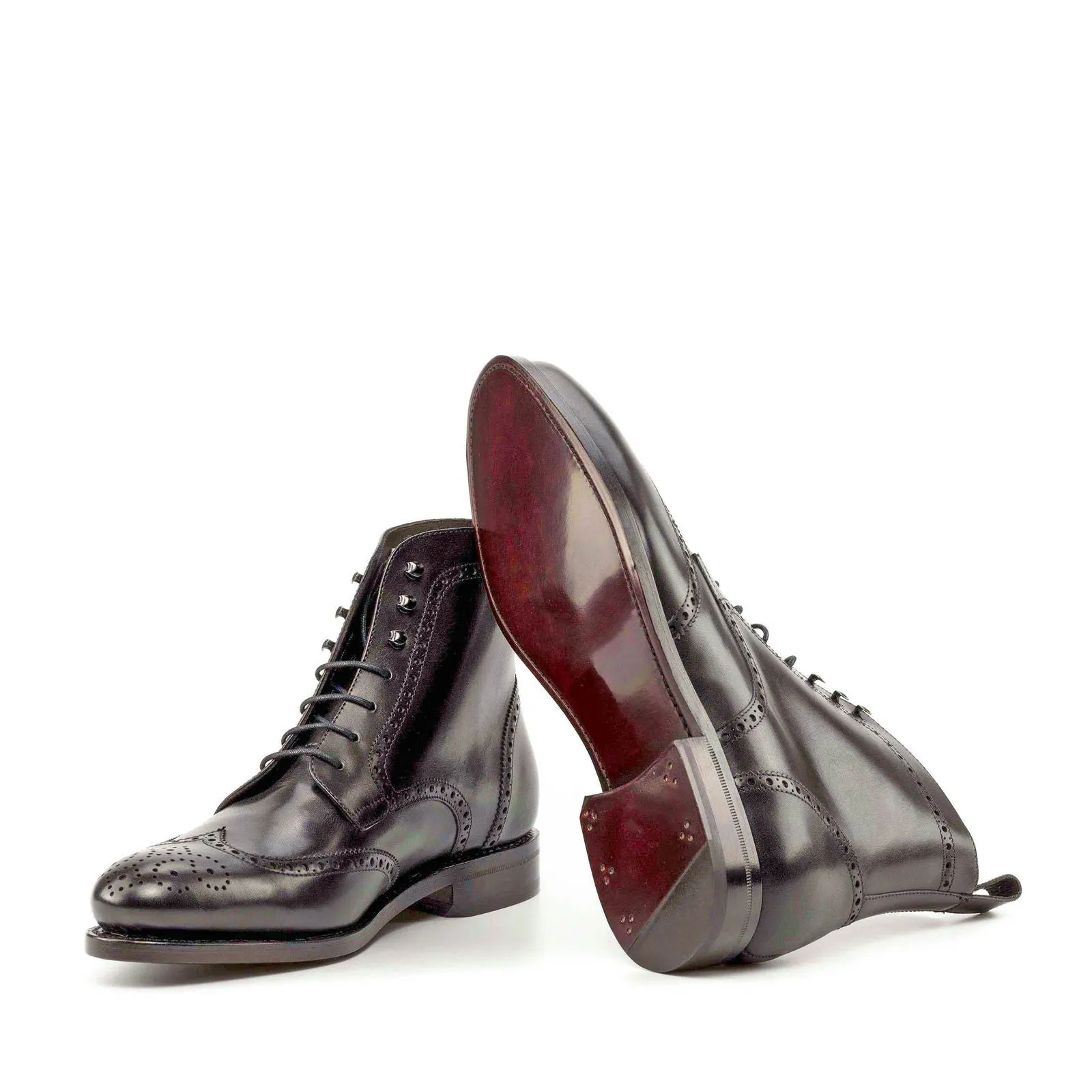 Men's Military Brogue Leather Boots Wide Plus Size 5993