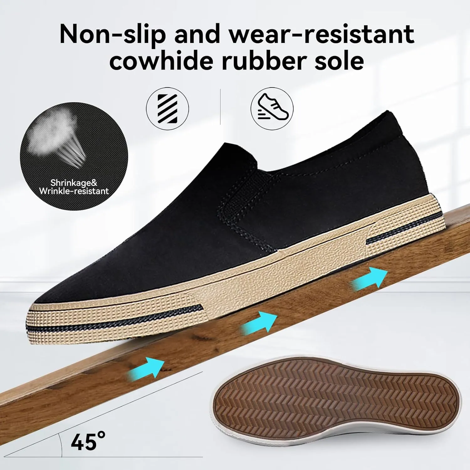 Mens Slip on Canvas Loafers Casual Shoes Sneakers Comfy Walking Slipers Shoes Pain Relief for Men Black Fashion Breathable Loafers