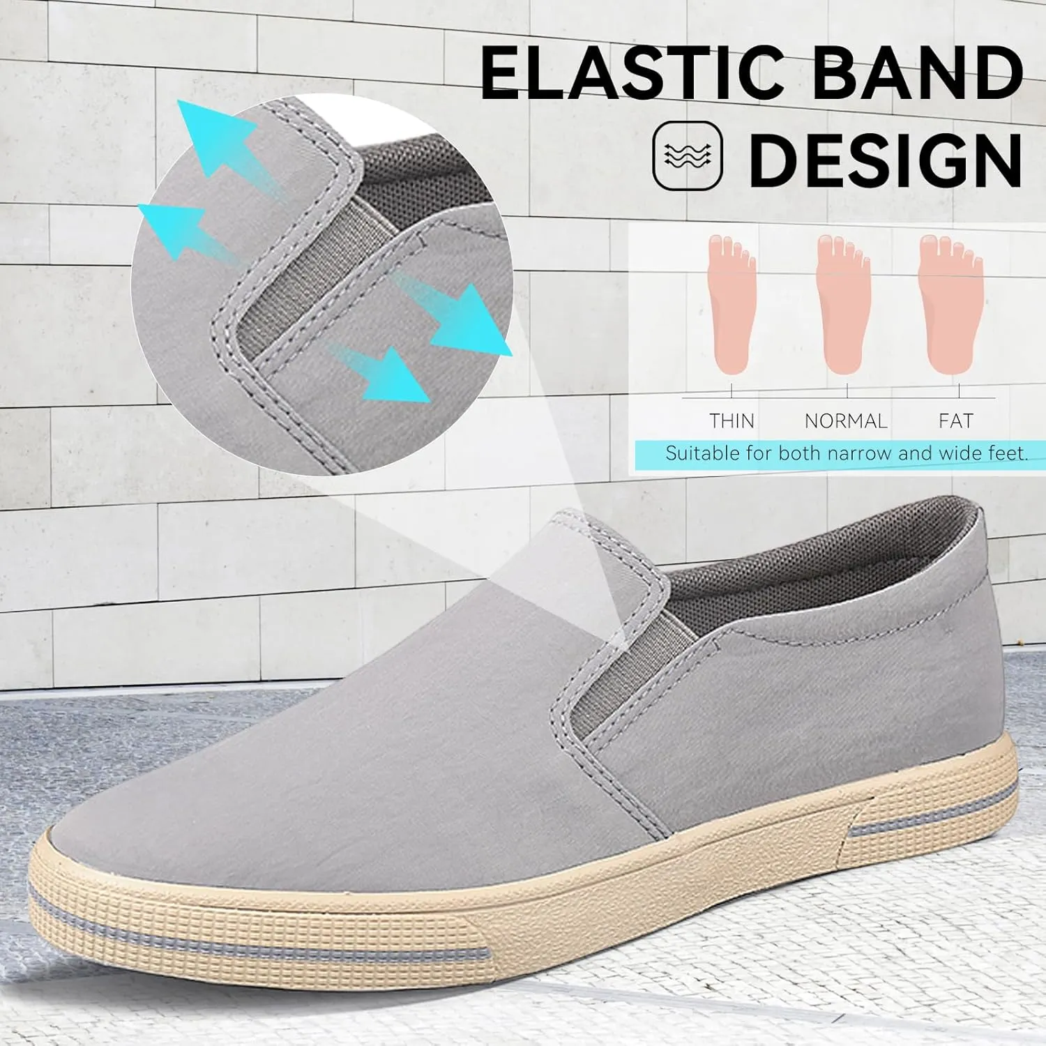 Mens Slip on Canvas Loafers Casual Shoes Sneakers Comfy Walking Slipers Shoes Pain Relief for Men Black Fashion Breathable Loafers